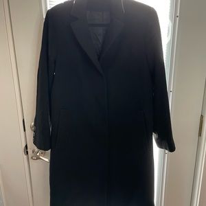 Vintage Oak Hall Memphis L 12/14 Fleurette Pea Coat Black Cashmere Merino Wool